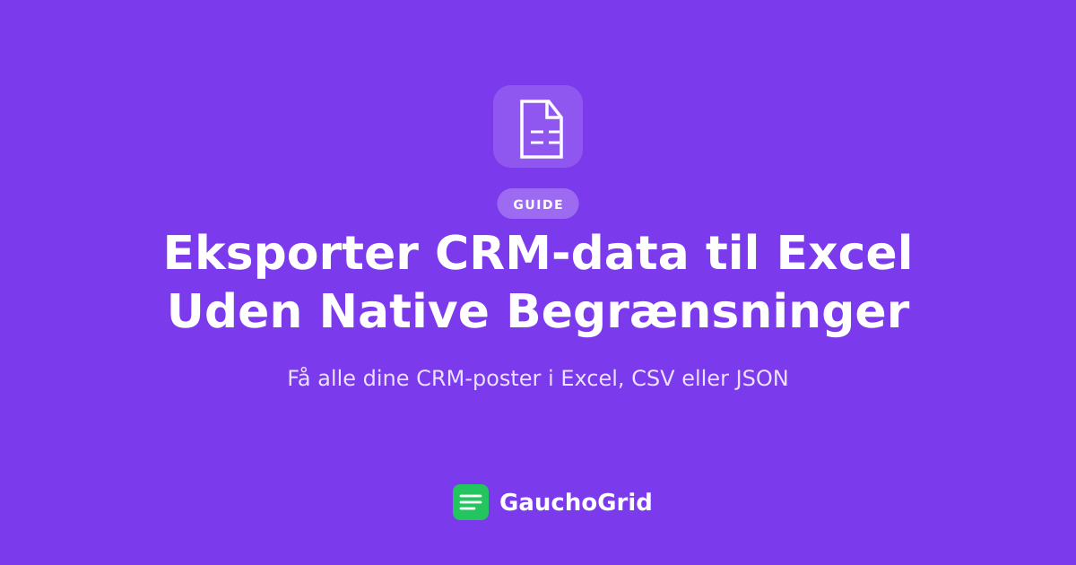 Eksporter CRM-data til Excel