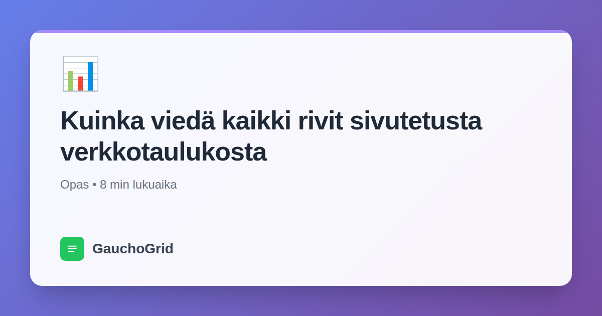 Kuinka viedä kaikki rivit sivutetusta verkkotaulukosta