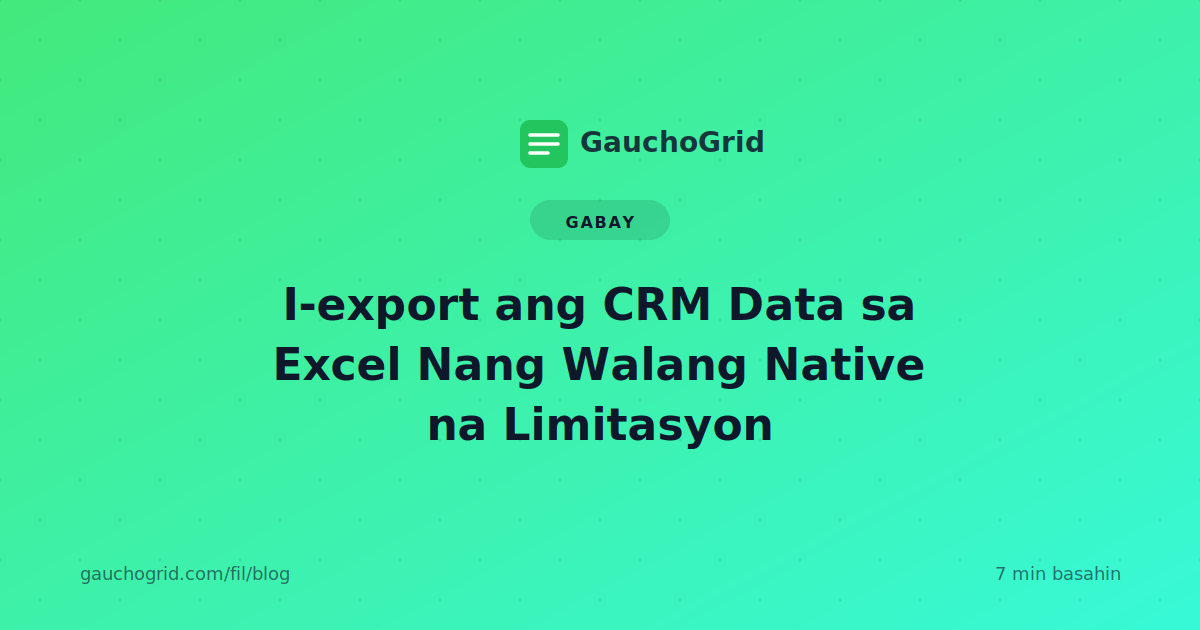 I-export ang CRM Data sa Excel
