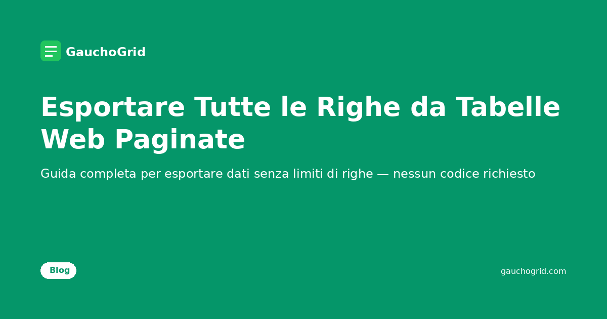 Come Esportare Tutte le Righe di una Tabella Web Paginata