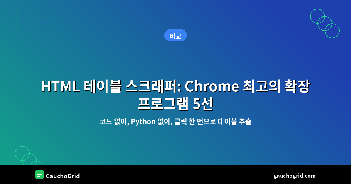 Chrome용 HTML 테이블 스크래퍼