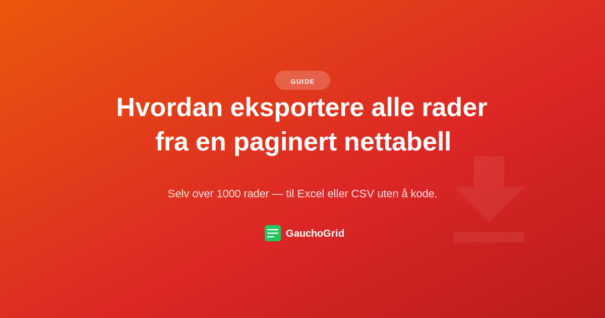 Hvordan eksportere alle rader fra en paginert nettabell