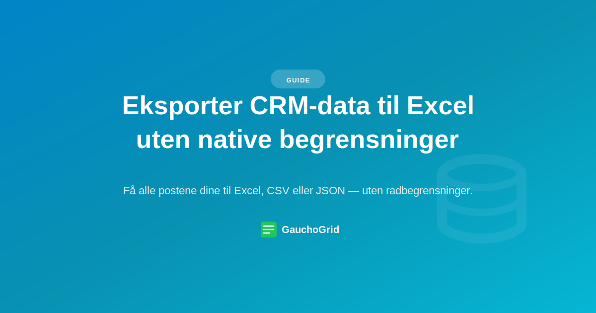 Eksporter CRM-data til Excel