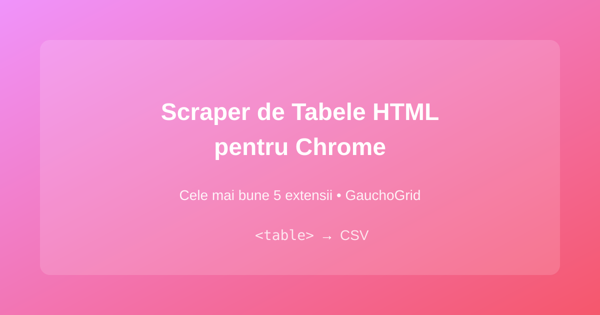 Scraper de Tabele HTML pentru Chrome