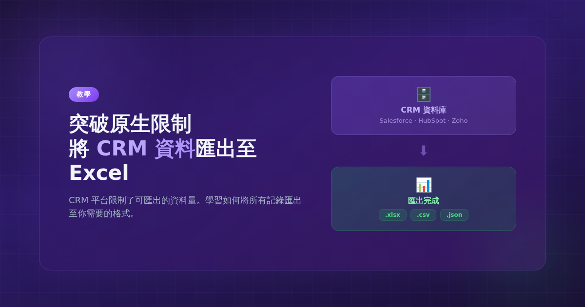 將 CRM 資料匯出至 Excel