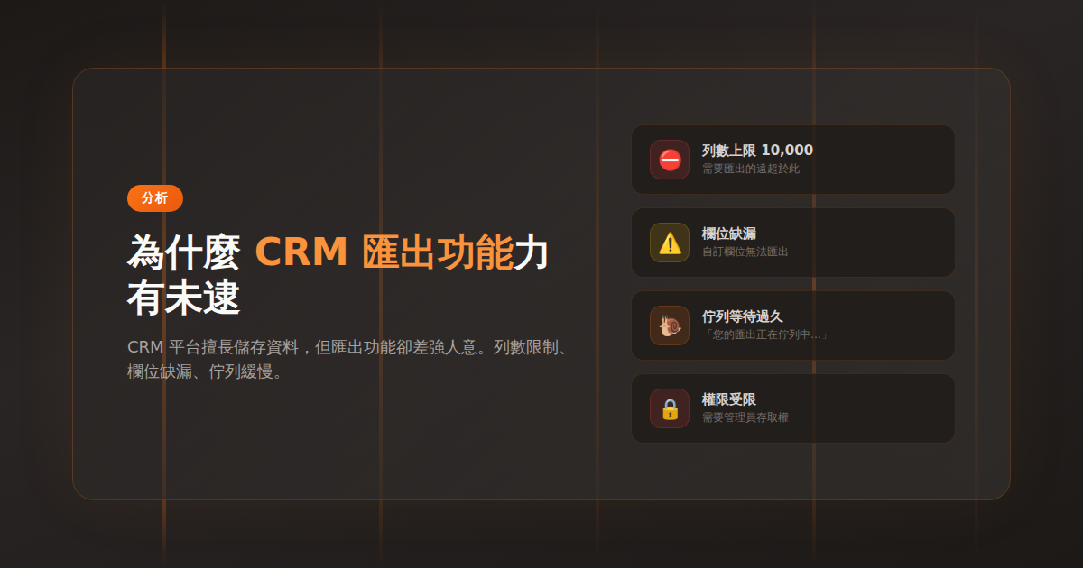 為什麼 CRM 匯出功能力有未逮